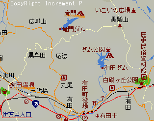 有田付近・竜門峡キャンプ地図